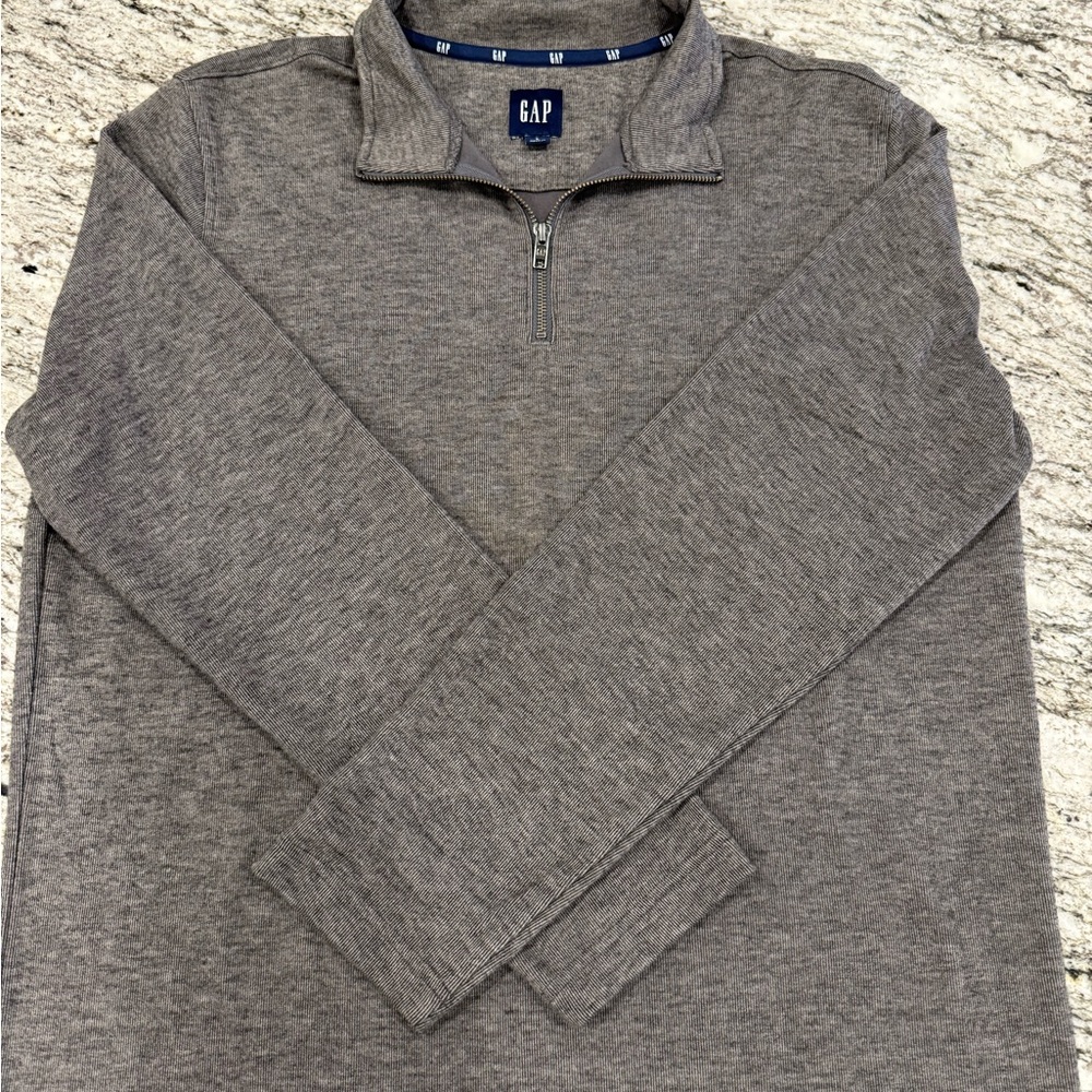 GAP Men's Heather Gray Zip-Up Sweater